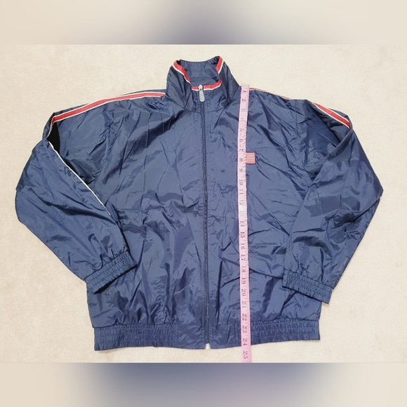 Lavon Women’s Track Jacket Small Full Zip Windbreaker Navy Red White Stripes USA - Picture 7 of 11